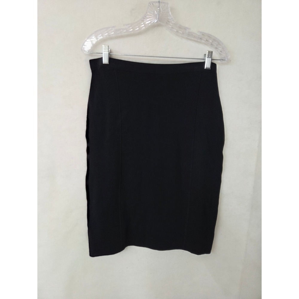 Calvin Klein Black Knit Pencil Skirt Small Ribbed Pull On Professional Midi